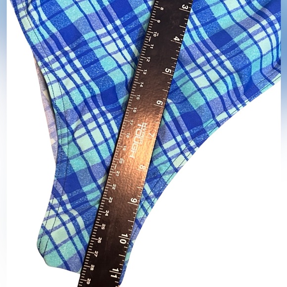 Krista Swimsuit Blue Plaid 3PC Size 14 Medium - Picture 4 of 9